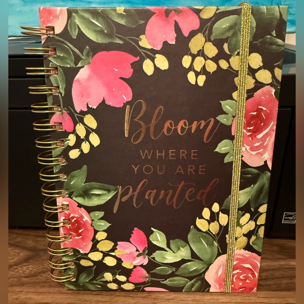 Brand New - Floral Spiral Notebook with Gold Accents